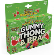 Green box of sweet and sour gummy thong and bra candy.