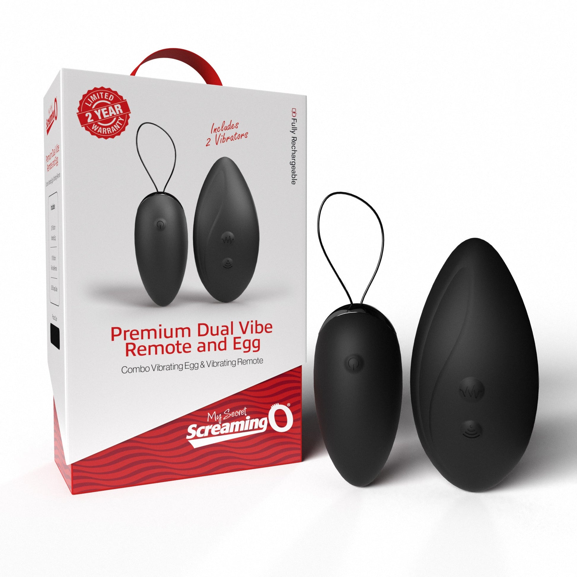 Black dual vibrating egg and remote control with a loop.