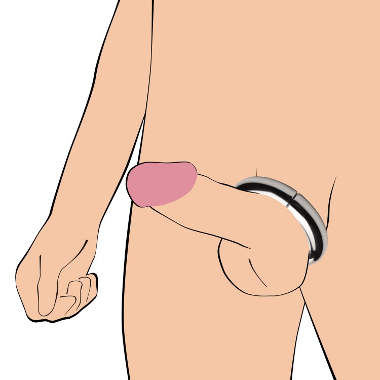 Stainless steel magnetic cock ring with 1.75-inch inner diameter and 9-ounce weight.