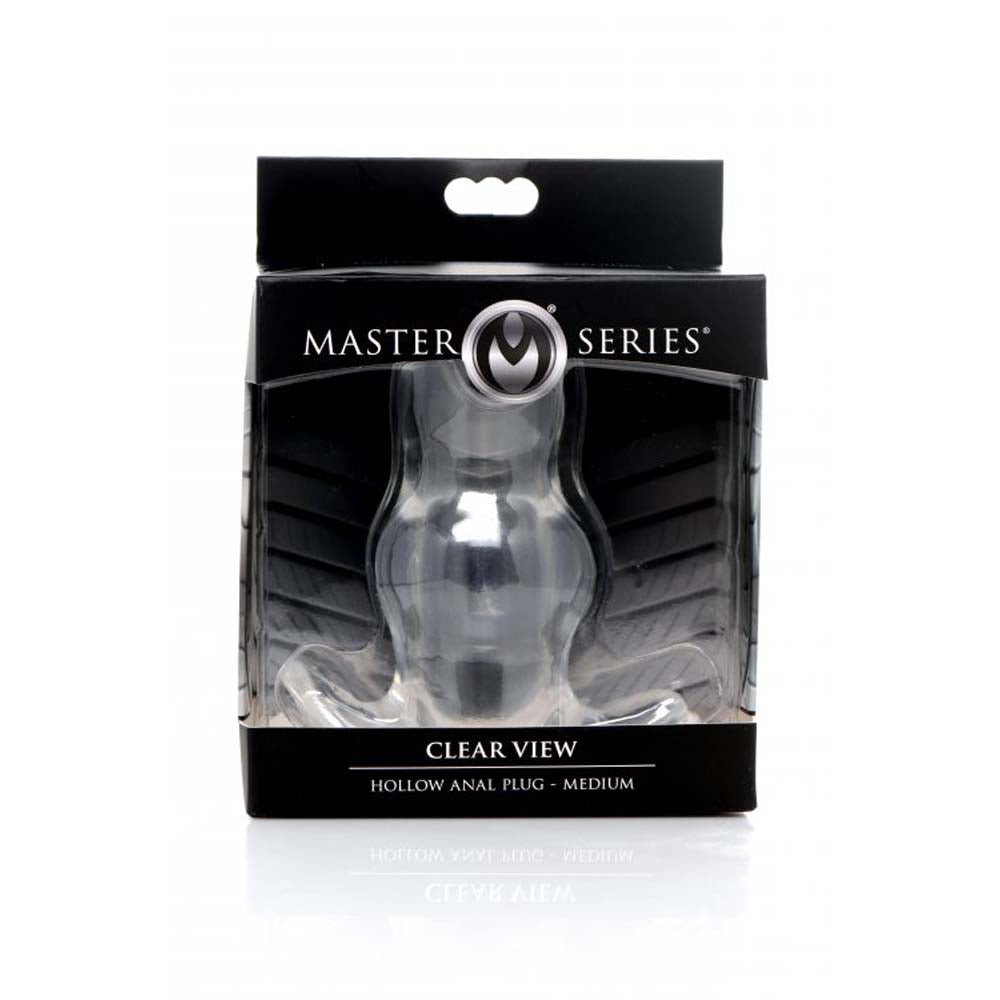 Master Series transparent TPE hollow anal plug, medium.