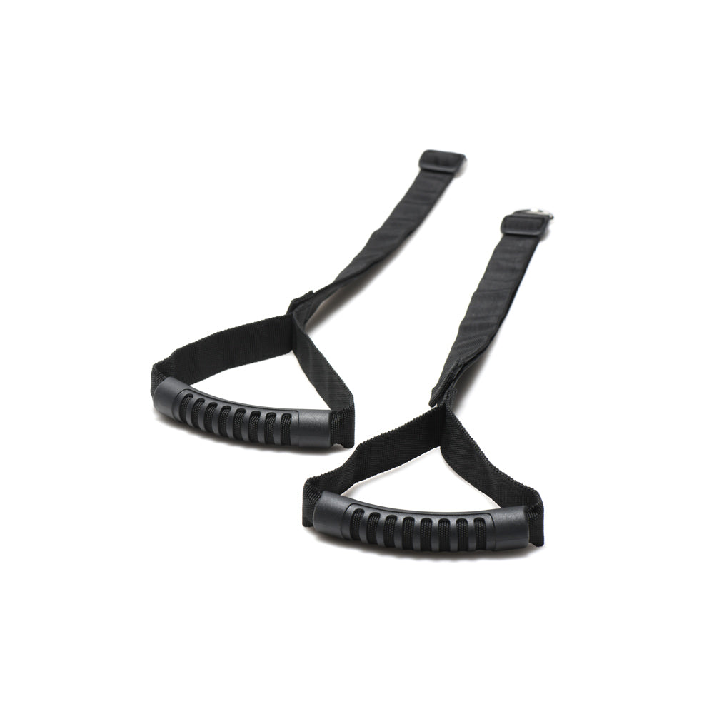 Two black adjustable padded handles with nylon straps.
