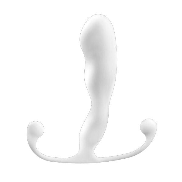 White Helix Trident prostate massager with contoured body and dual balls.