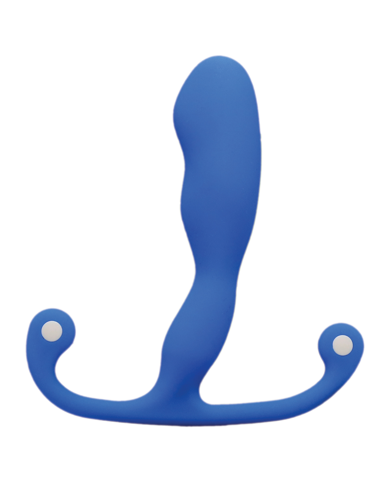 Blue Aneros Helix Syn Trident prostate massager with two white-tipped arms.