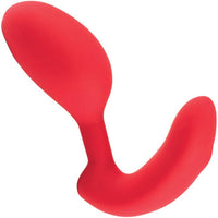 Red G-spot vibrator and Kegel exerciser with a curved design.