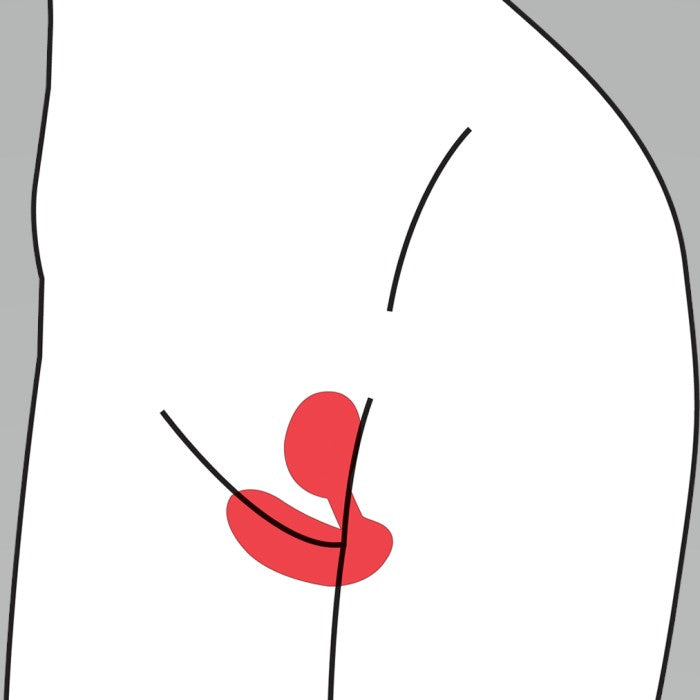 Illustration of a red G-spot vibrator and Kegel exerciser.
