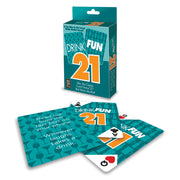 Drink Fun 21 adult drinking card game with box and cards.