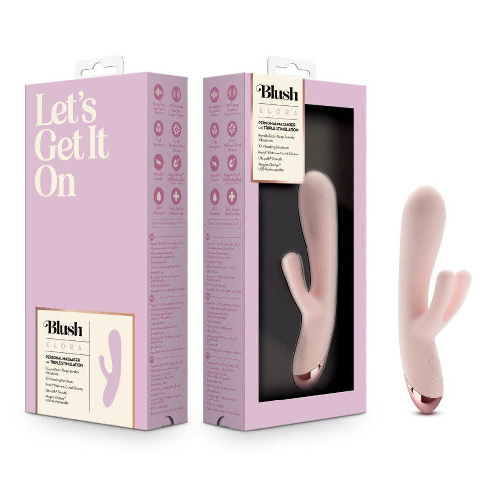 Pink rabbit vibrator with dual stimulation and rose gold accents.