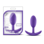 A purple wearable slim silicone anal plug with an anchor base.