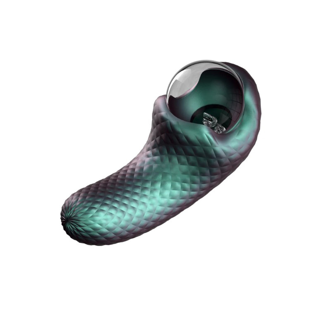 Enchanted Serpent Dual Motor Plasma Vibrator with textured silicone and a glass globe.