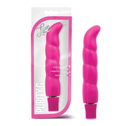 Pink waterproof silicone G-spot vibrator with a twisted design.