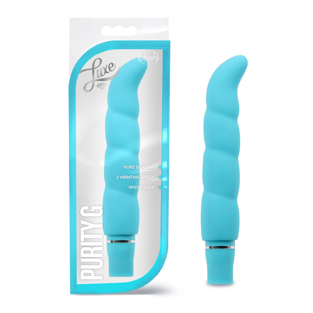 Aqua Purity G waterproof silicone G-spot vibrator with textured surface.