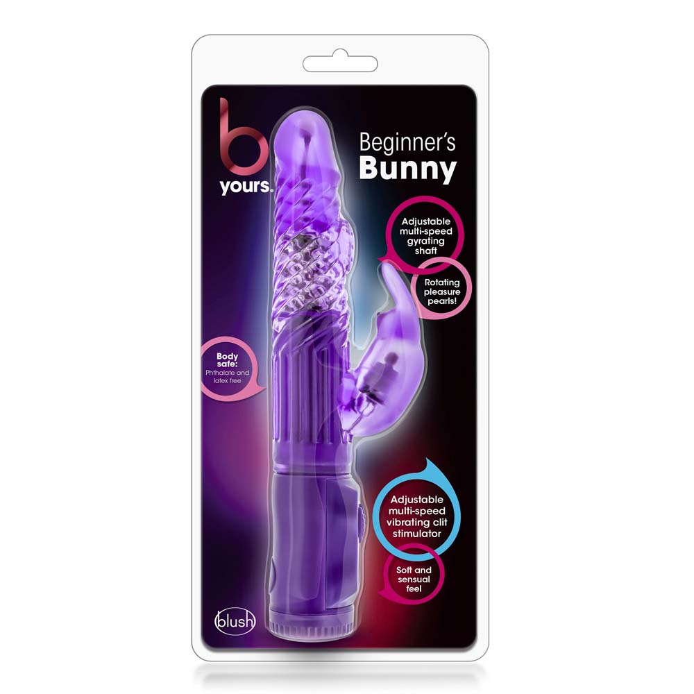 Purple Beginner's Bunny vibrator with rotating shaft and clitoral stimulator.