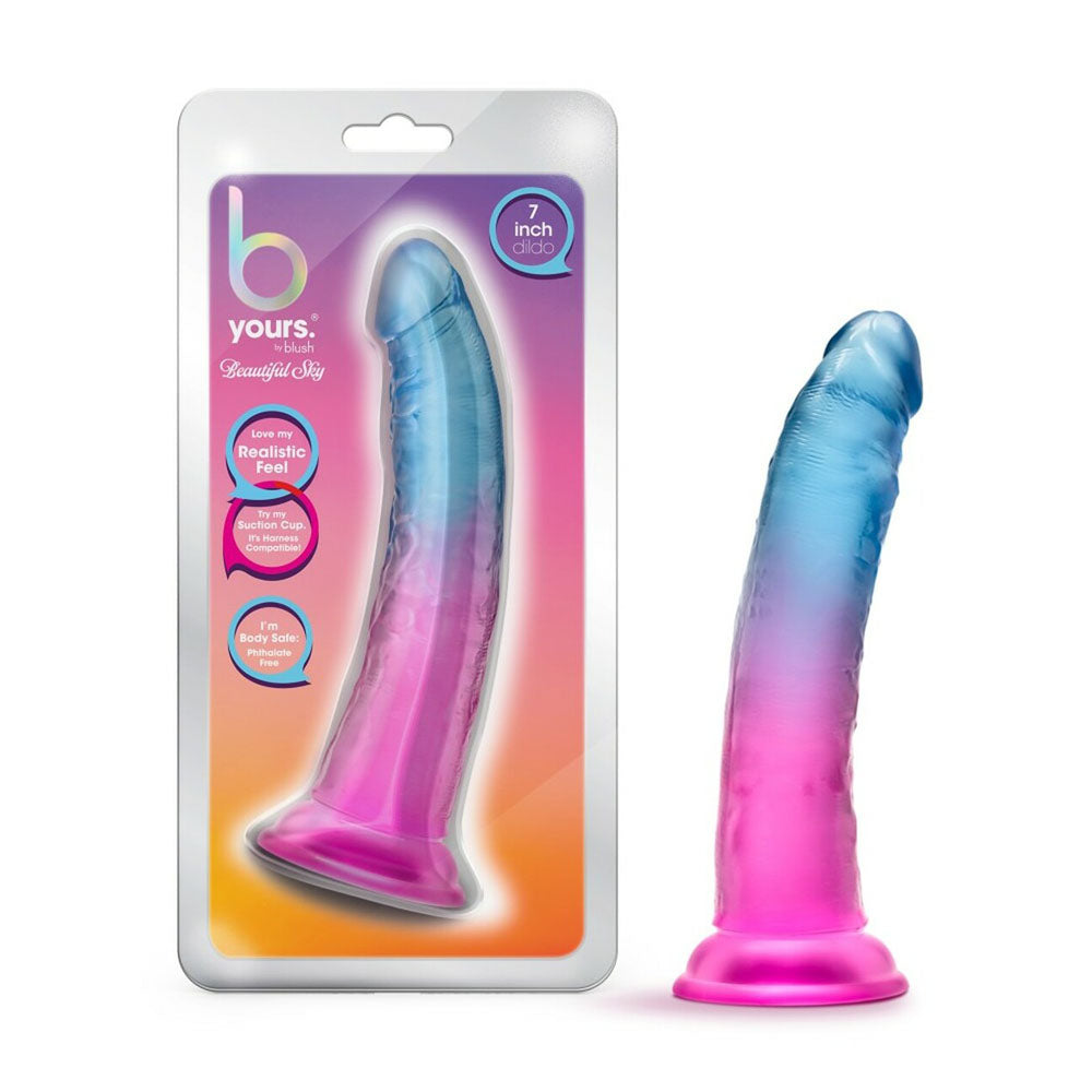 7.5-inch realistic suction cup dildo in gradient blush PVC with sturdy base.