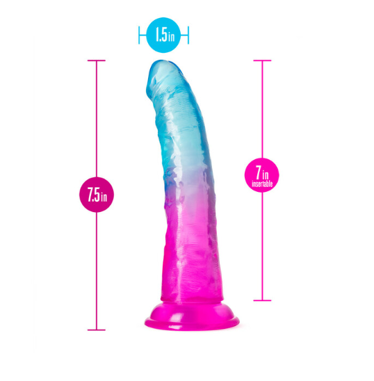 7.5-inch realistic gradient PVC dildo with suction cup base in blush tones.