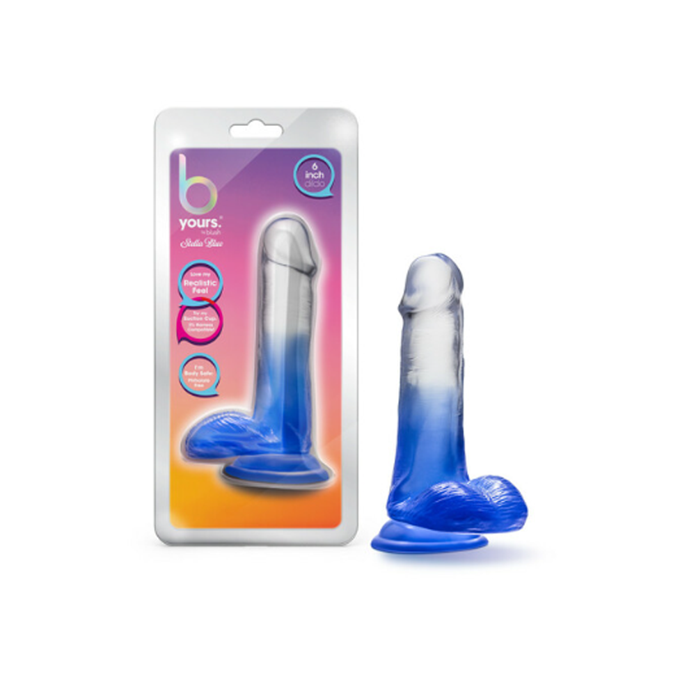 7-inch blue gradient realistic suction cup dildo by Blush Novelties.