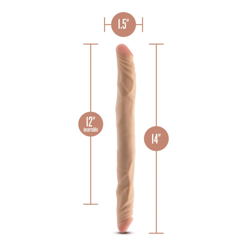 A 14-inch realistic TPE dildo with a 1.5-inch diameter and 12-inch insertable length.