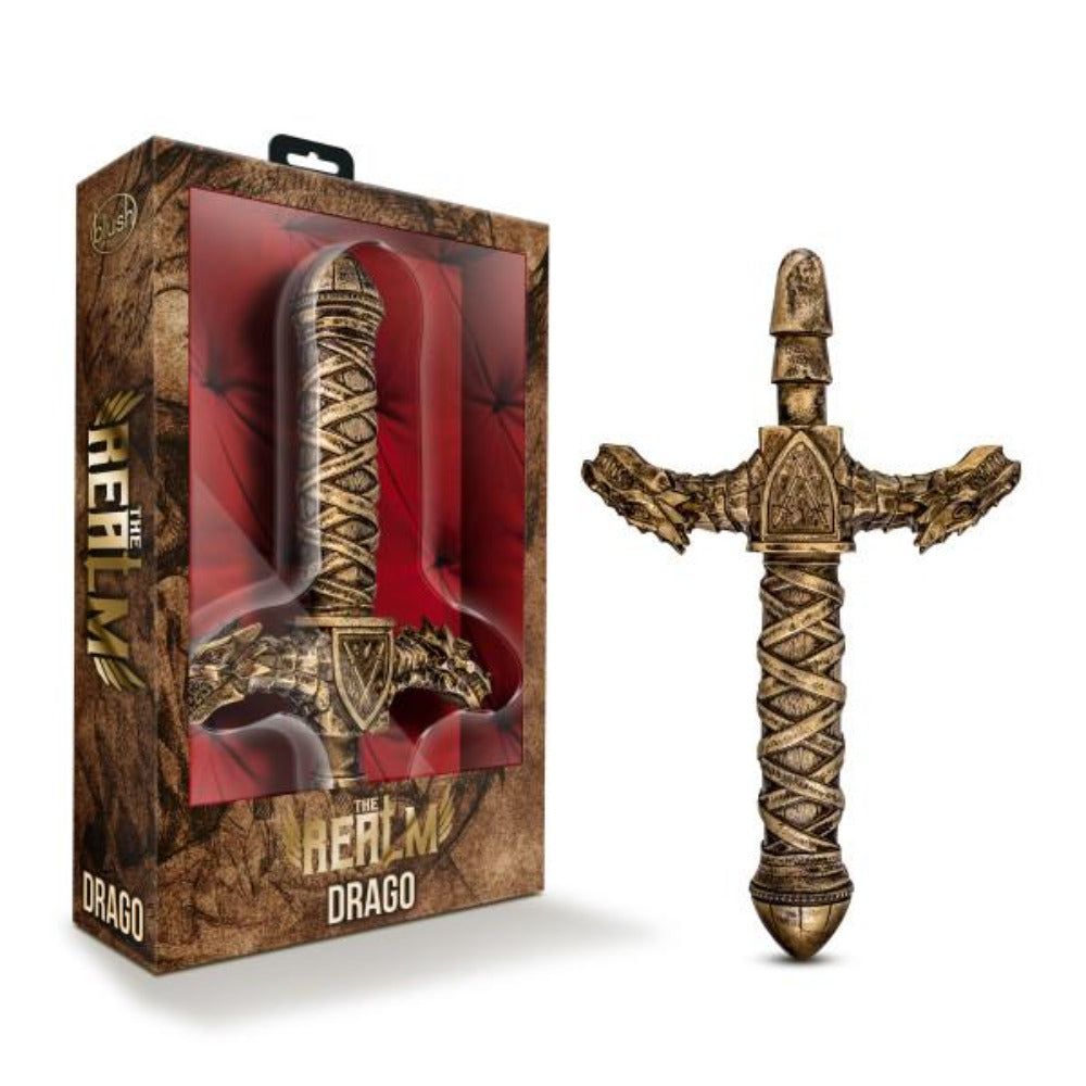 A bronze dragon sword handle with intricate detailing.