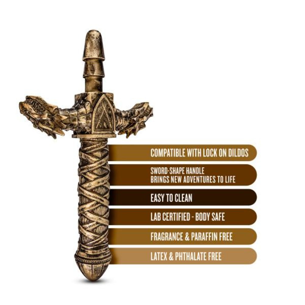 A bronze dragon sword handle for lock-on toys.
