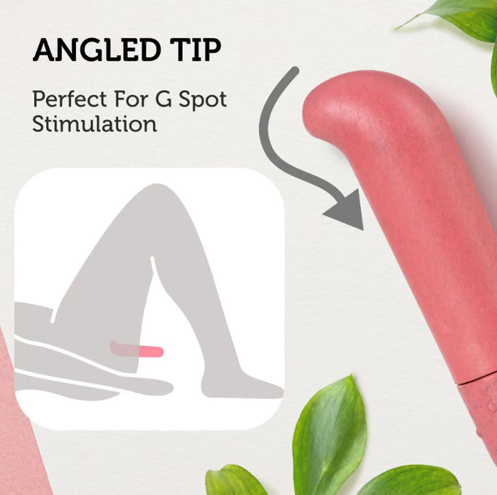 Coral G-spot vibrator with an angled tip for targeted stimulation.