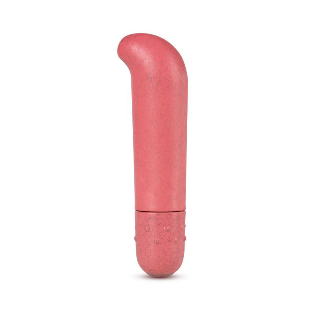 A coral pink G-spot vibrator with a textured base.