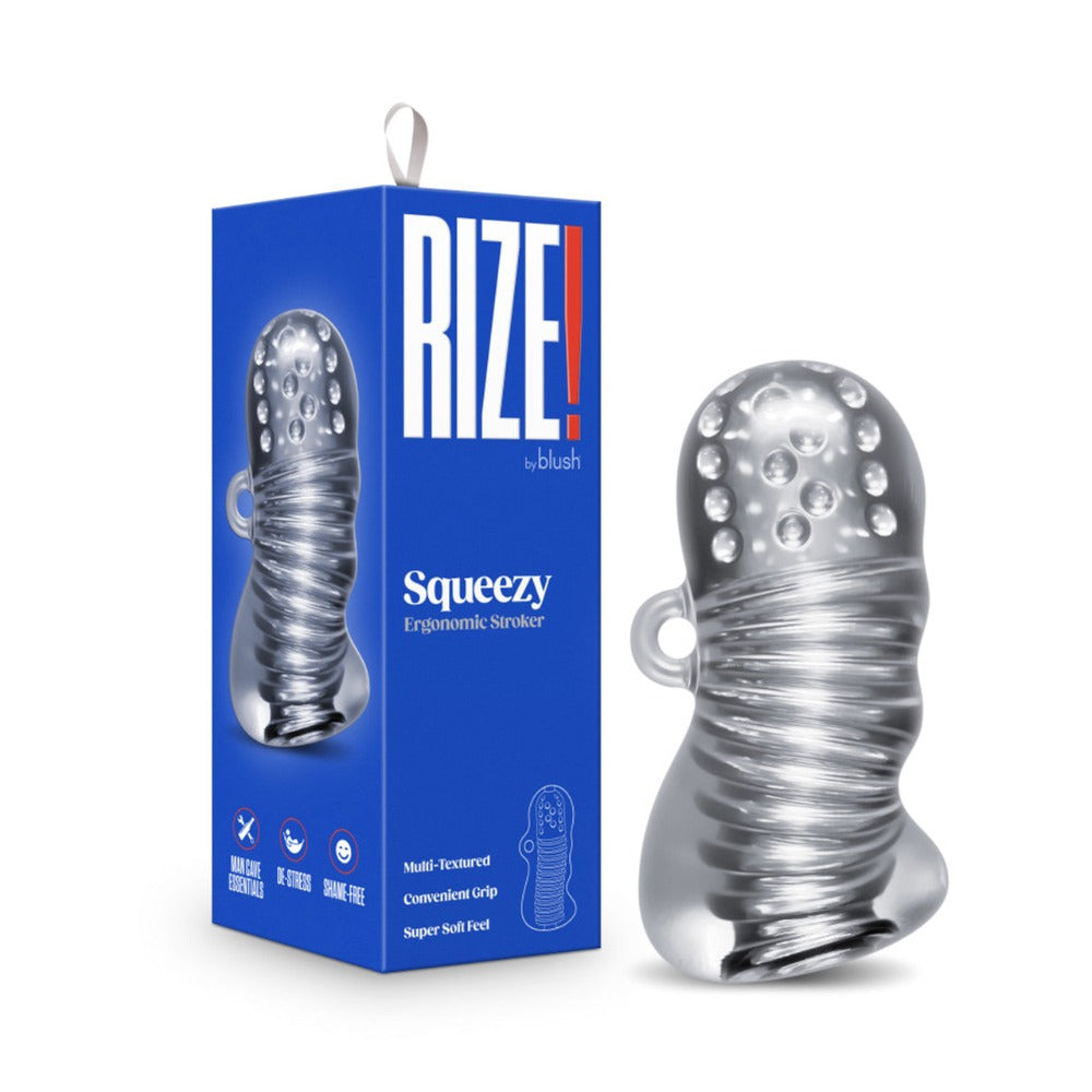 Clear textured stroker with easy grip handle.