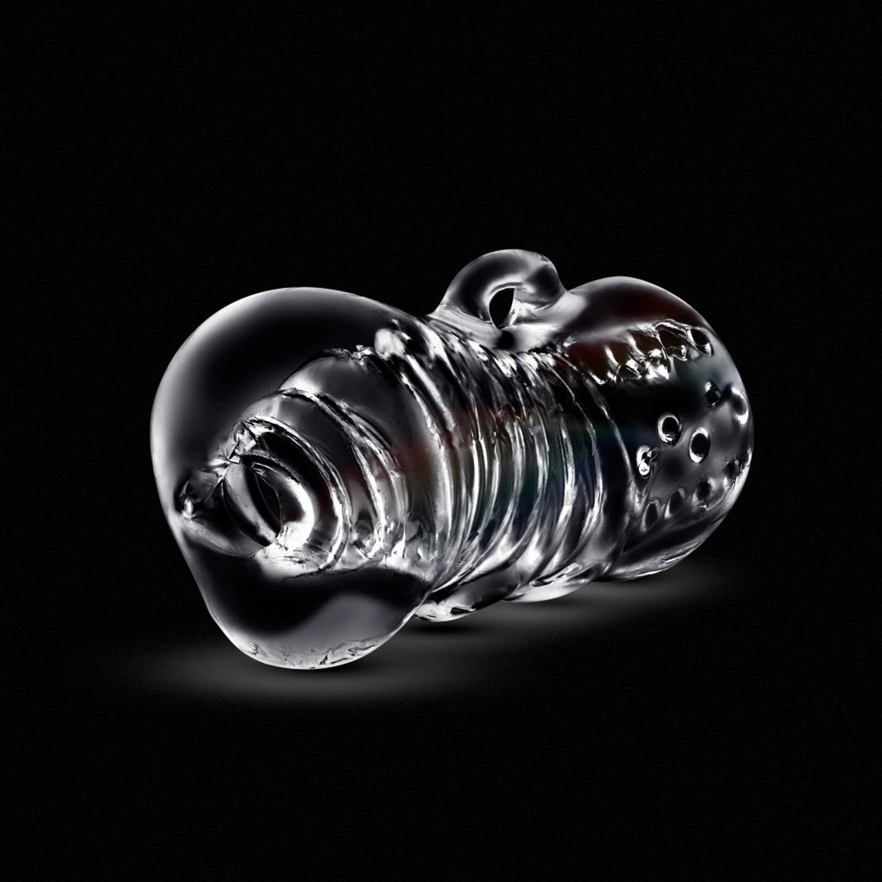 Clear textured stroker with an easy grip handle.