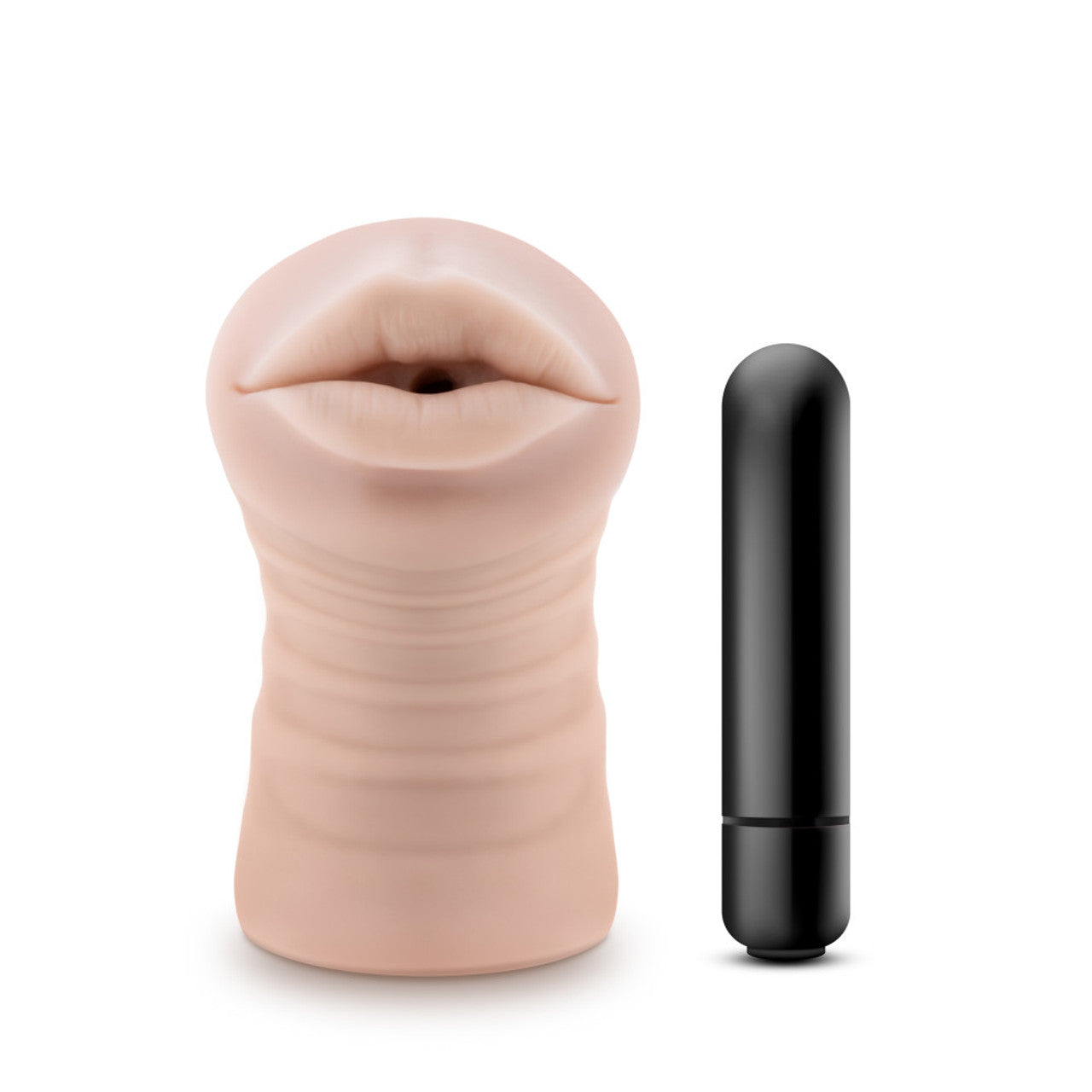 Nicole vibrating male stroker in pink with black bullet vibrator.