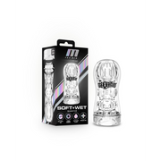 Clear, self-lubricating pocket stroker with textured interior.