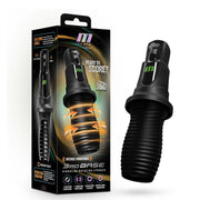 Black M For Men 3rd Base rotating masturbator with ribbed texture.