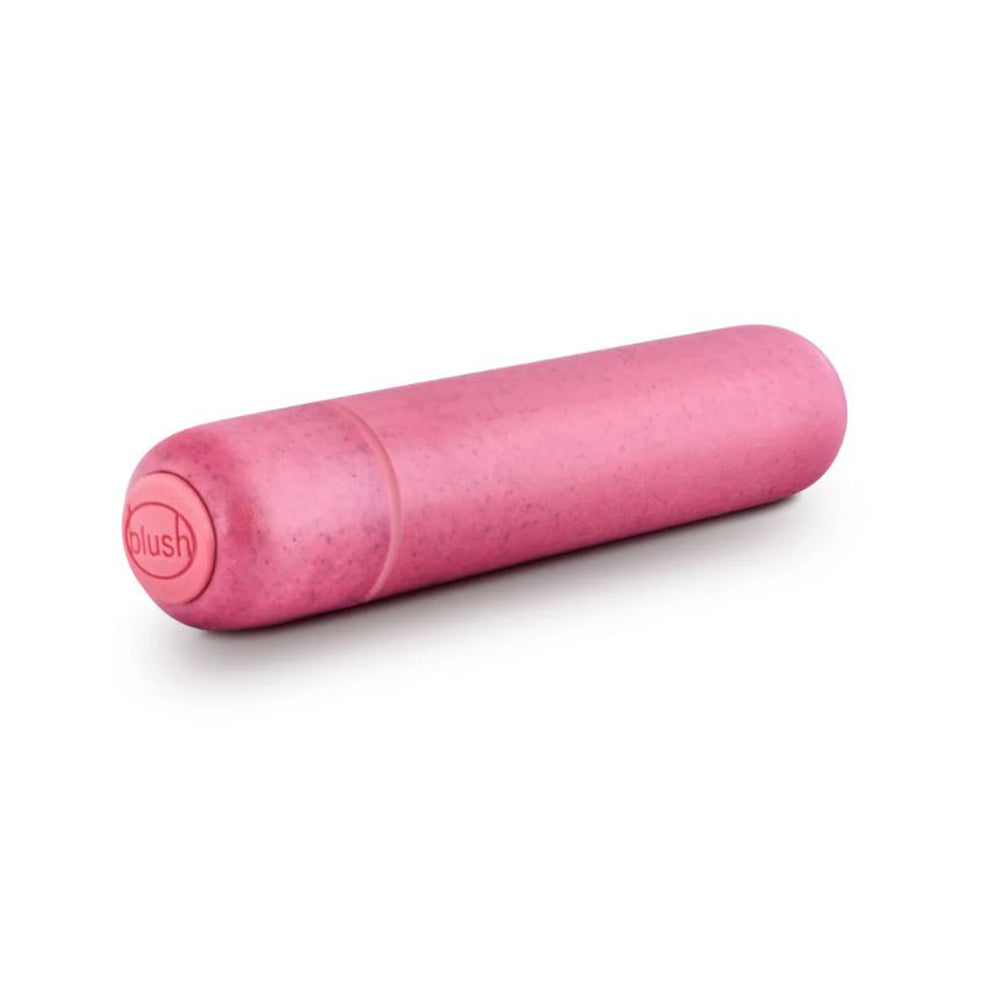 Pink Gaia Eco Bullet vibrator with "blush" logo.