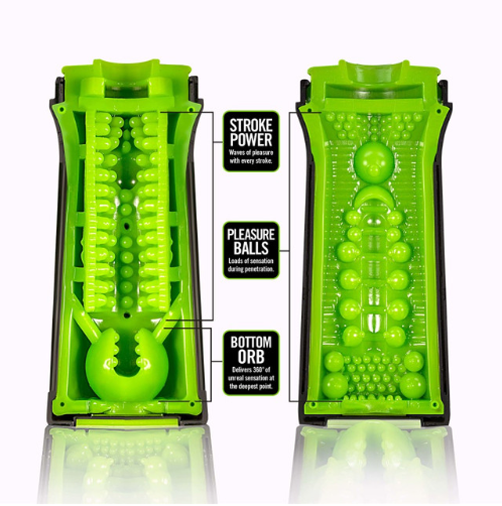 Green stroker with textured interior and a bottom orb.