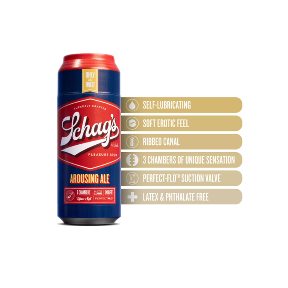 Arousing Ale stroker with self-lubricating, ribbed canal, and suction valve.