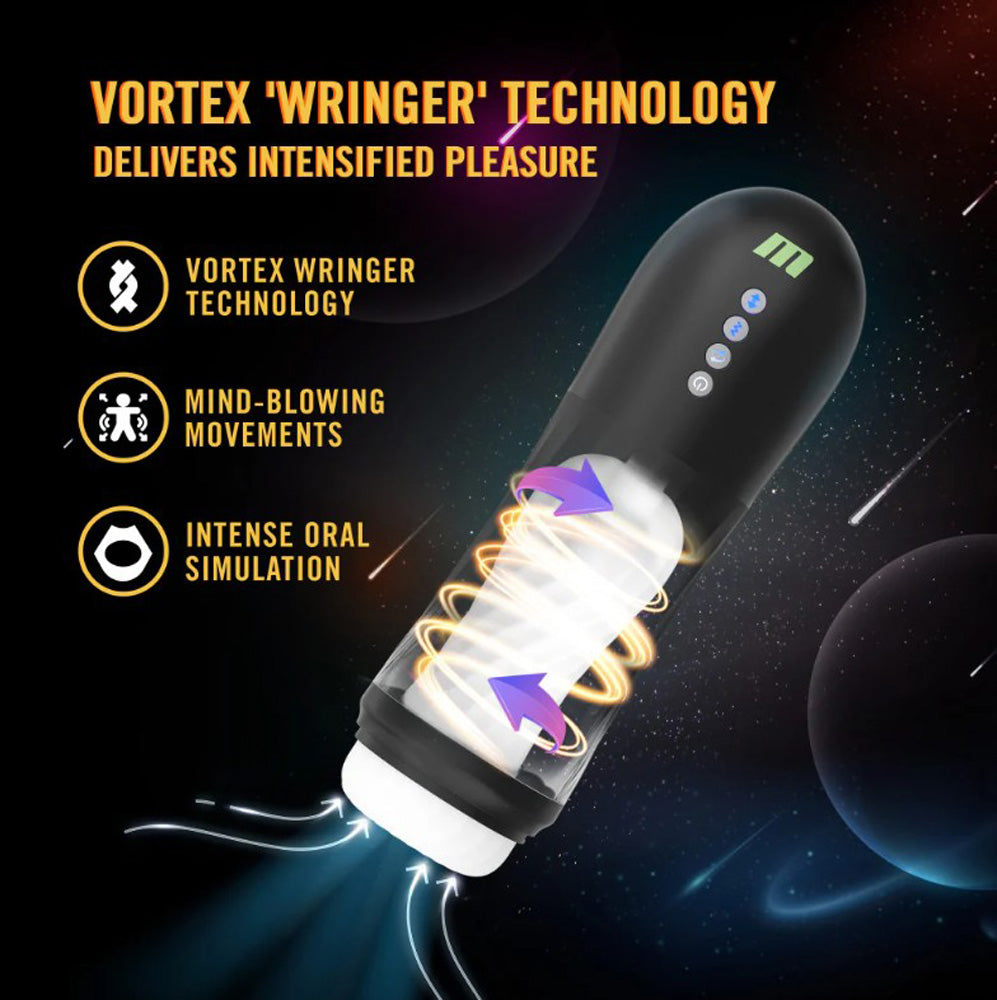 Black automatic stroker with vortex technology and internal warming.
