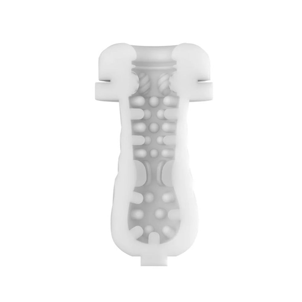 White textured stroker with internal warming and vortex technology.