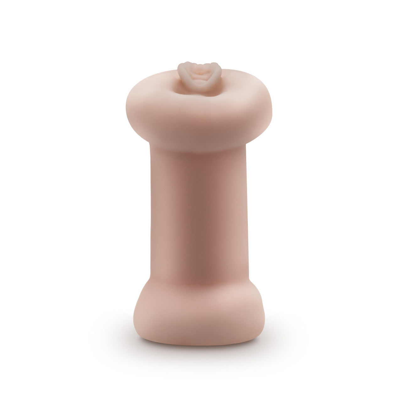 A flesh-toned male stroker with dual orifices and a glow-in-the-dark feature.