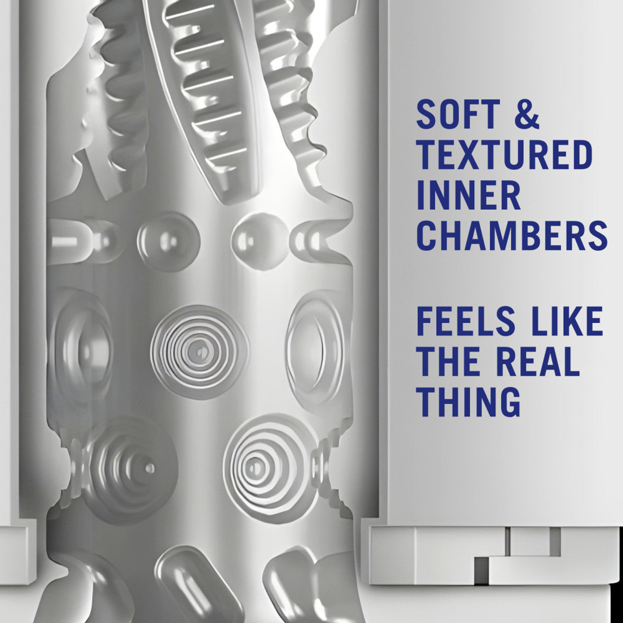 A male masturbator with soft, textured inner chambers.
