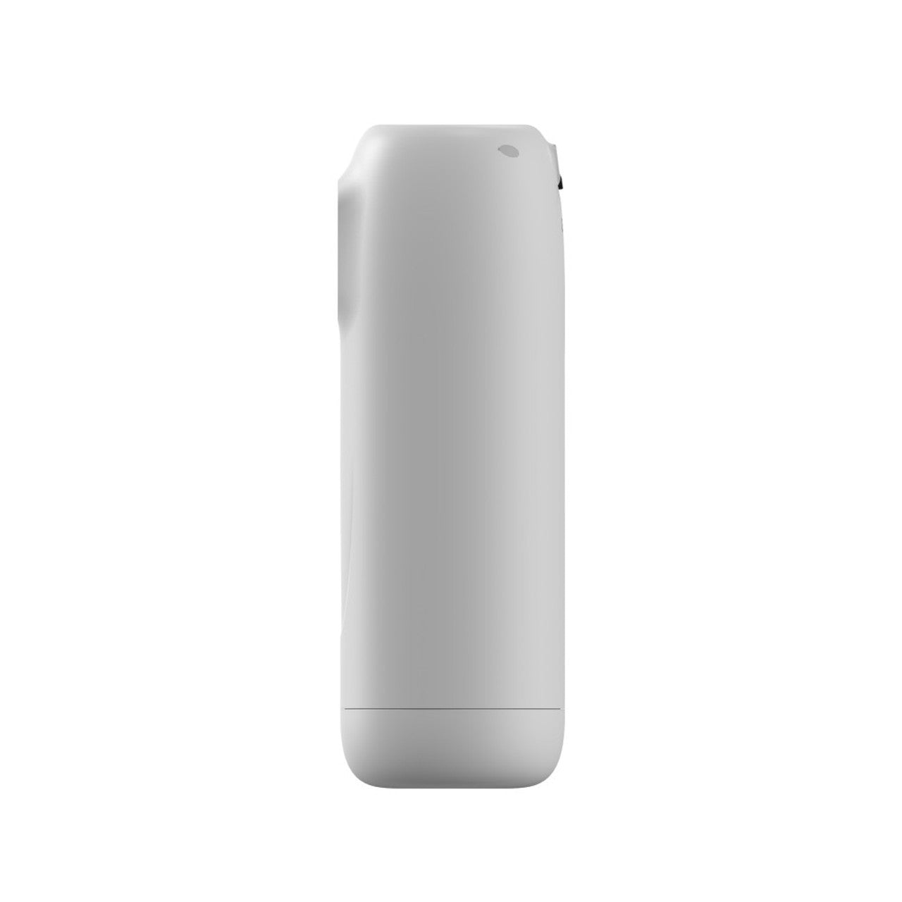 Rechargeable vibrating male masturbator with a smooth, white exterior.