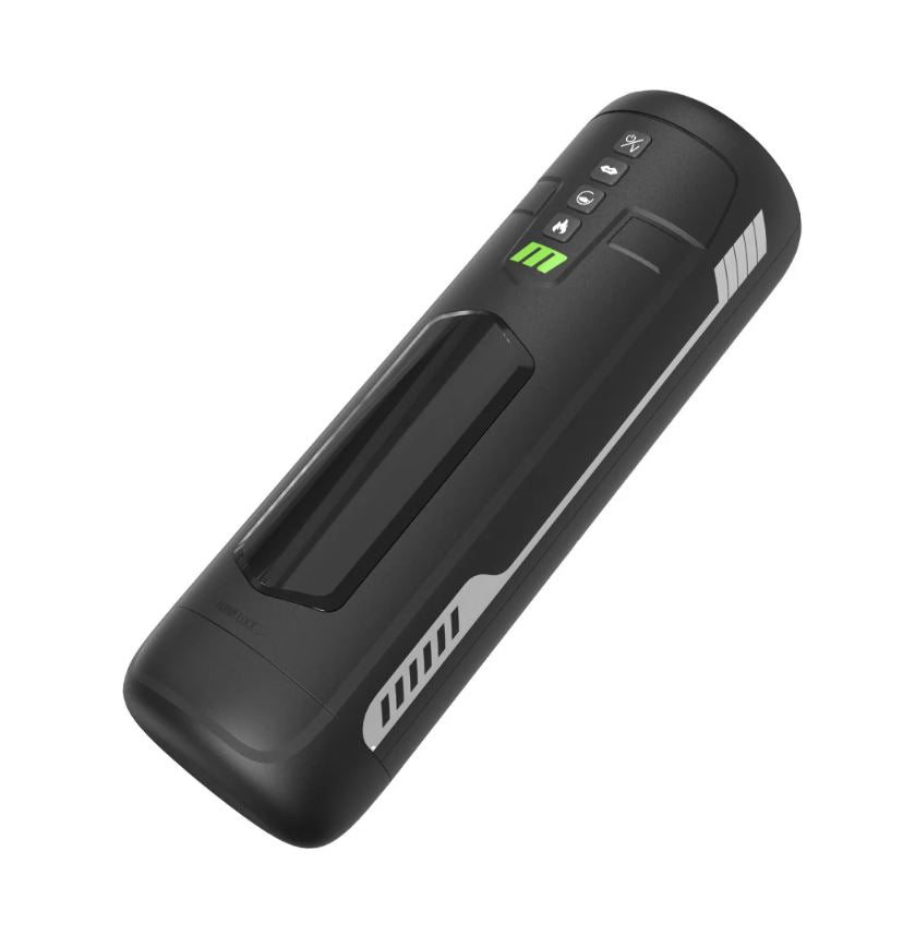 Black automatic stroker with warming and suction features.