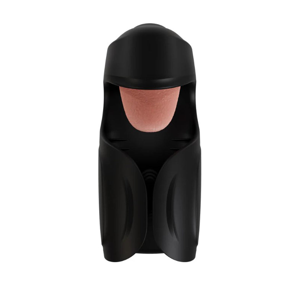 Black vibrating penis stimulator with a pink insert.