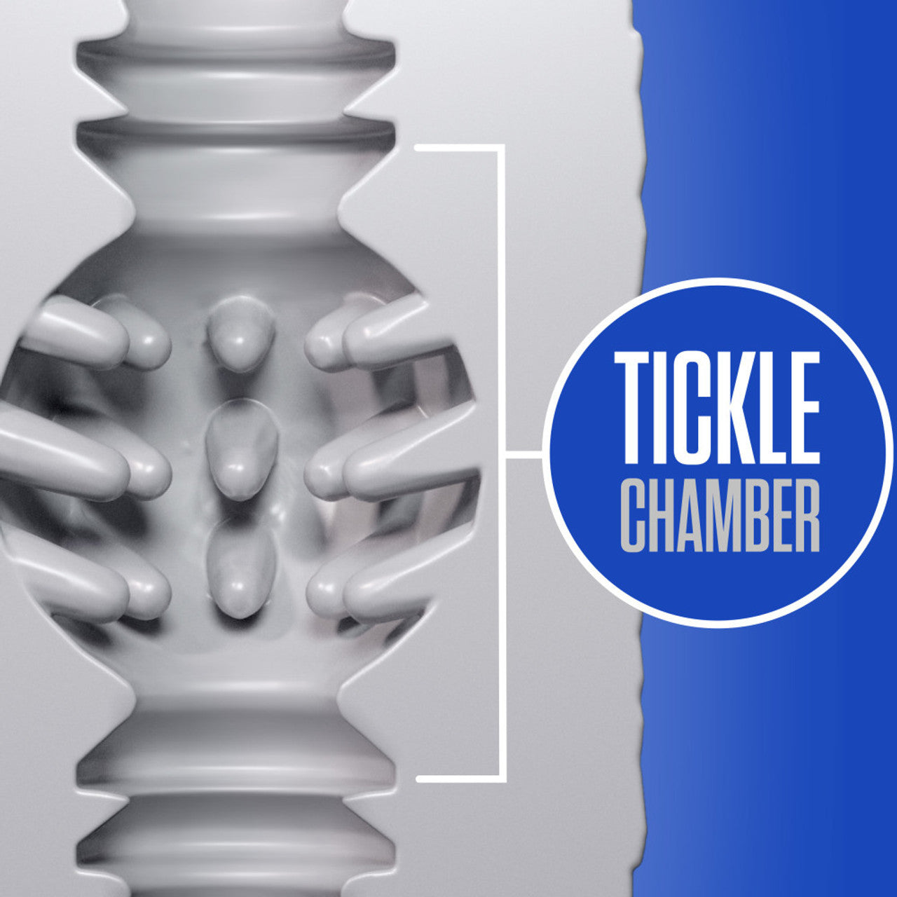 A gray stroker with internal textures and a blue circle labeled "Tickle Chamber".