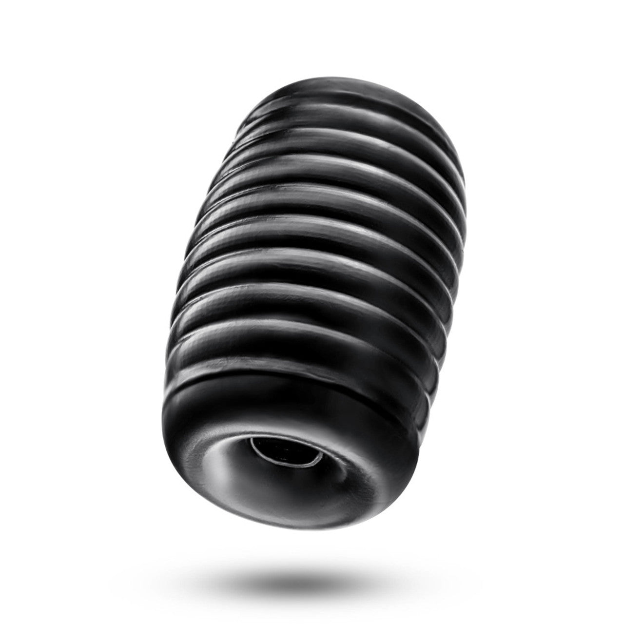 Black ribbed pocket stroker with a flared opening.