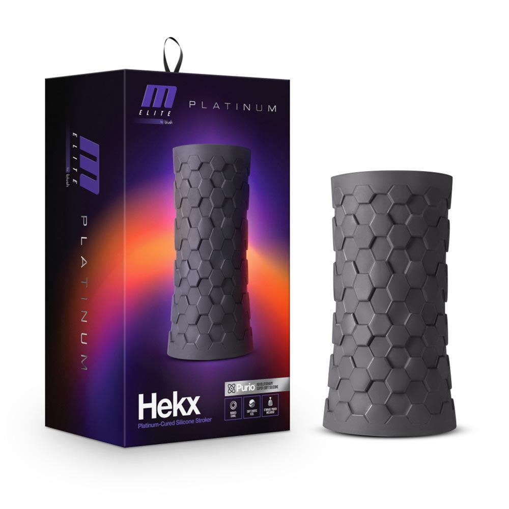 M Elite Platinum Hekx silicone stroker and its packaging.