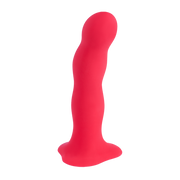 Red weighted internal motion dildo with a suction base.