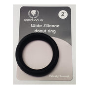 Black 2 inch wide silicone donut cock ring from Spartacus.