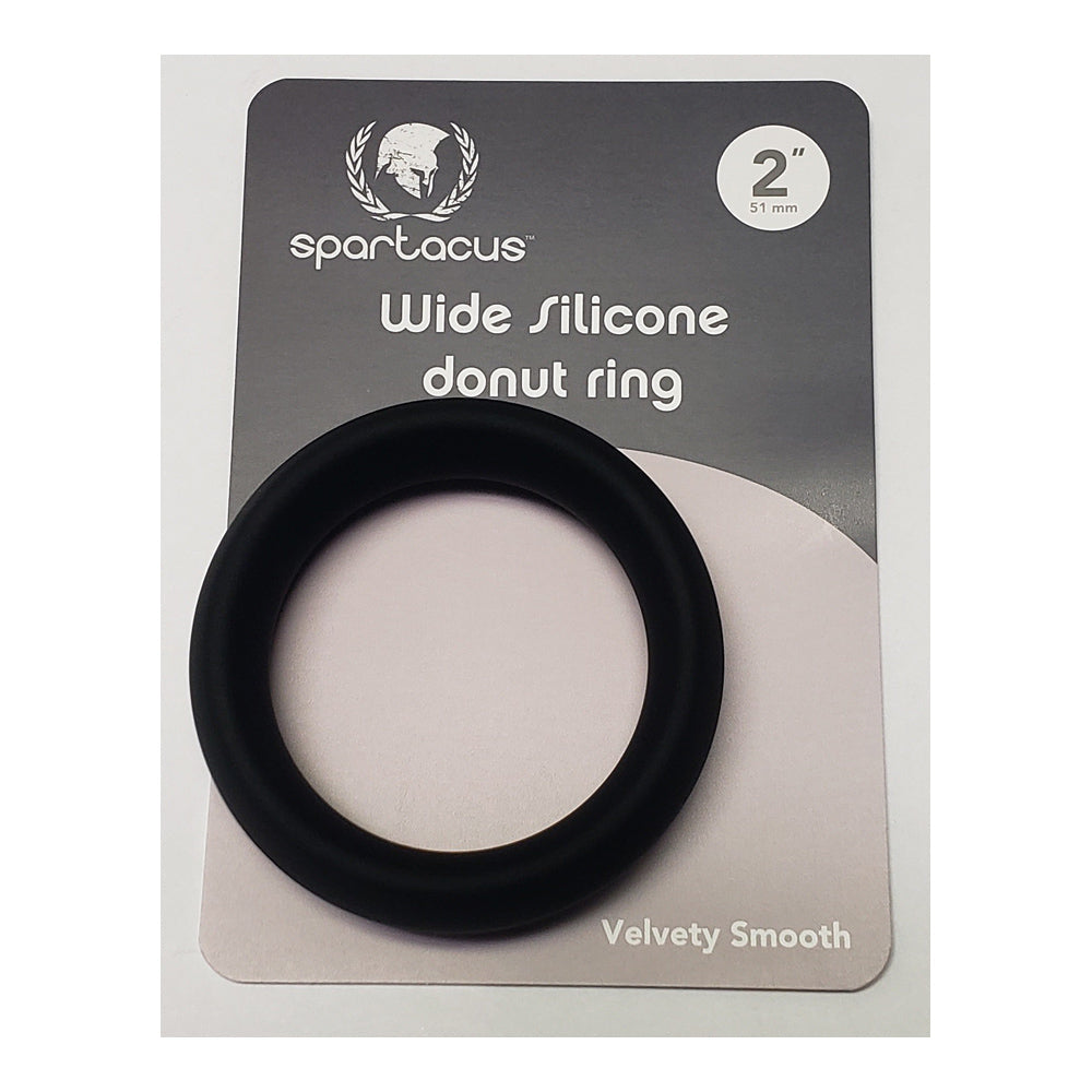 Black 2 inch wide silicone donut cock ring from Spartacus.