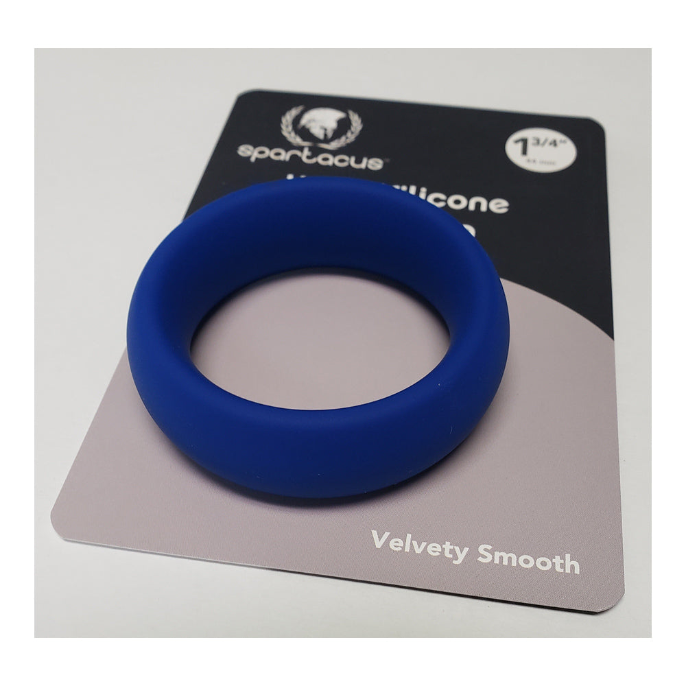 Blue Spartacus Enterprises wide silicone donut cock ring with 1.75 inch diameter.