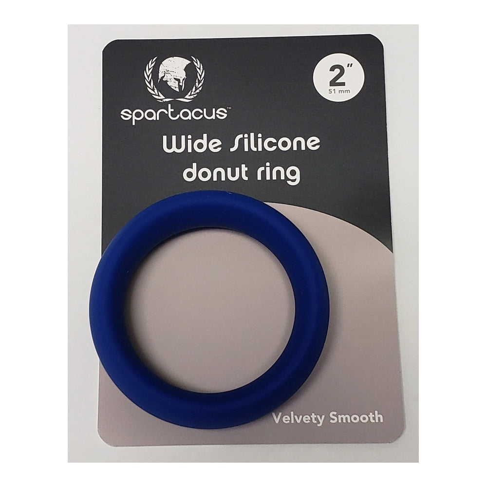 A blue Spartacus wide silicone donut ring with a 2-inch diameter.