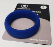 Blue 2-inch wide silicone donut cock ring from Spartacus Enterprises.