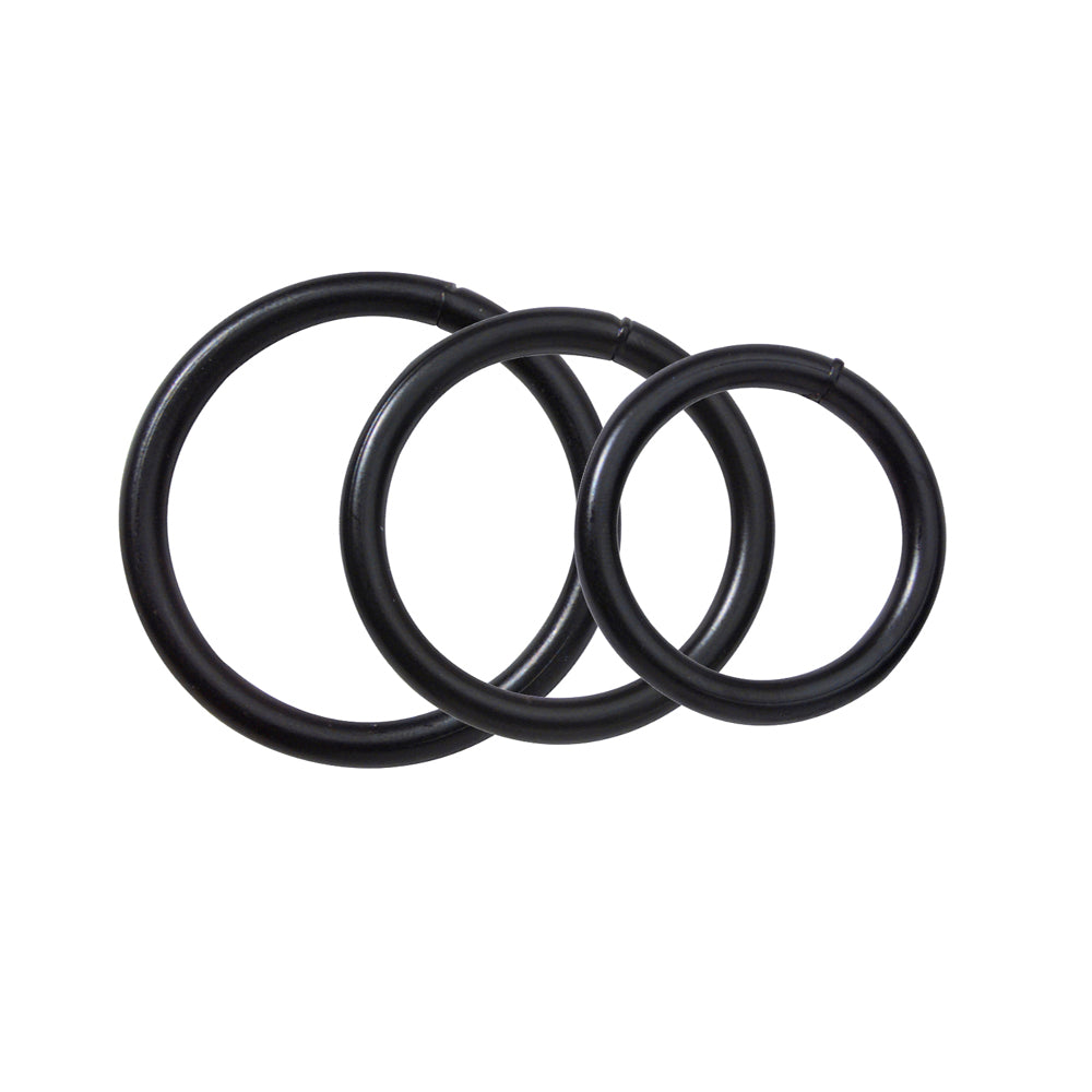 Black Metal Cock Ring Set – 3-Piece Graduated Sizes – Spartacus