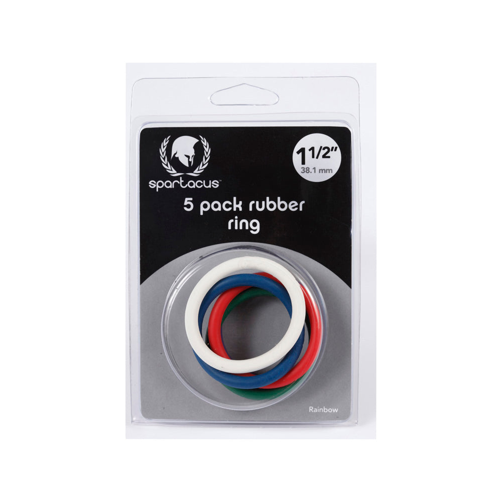 Spartacus 5 pack of rainbow rubber rings, 1.5 inch.
